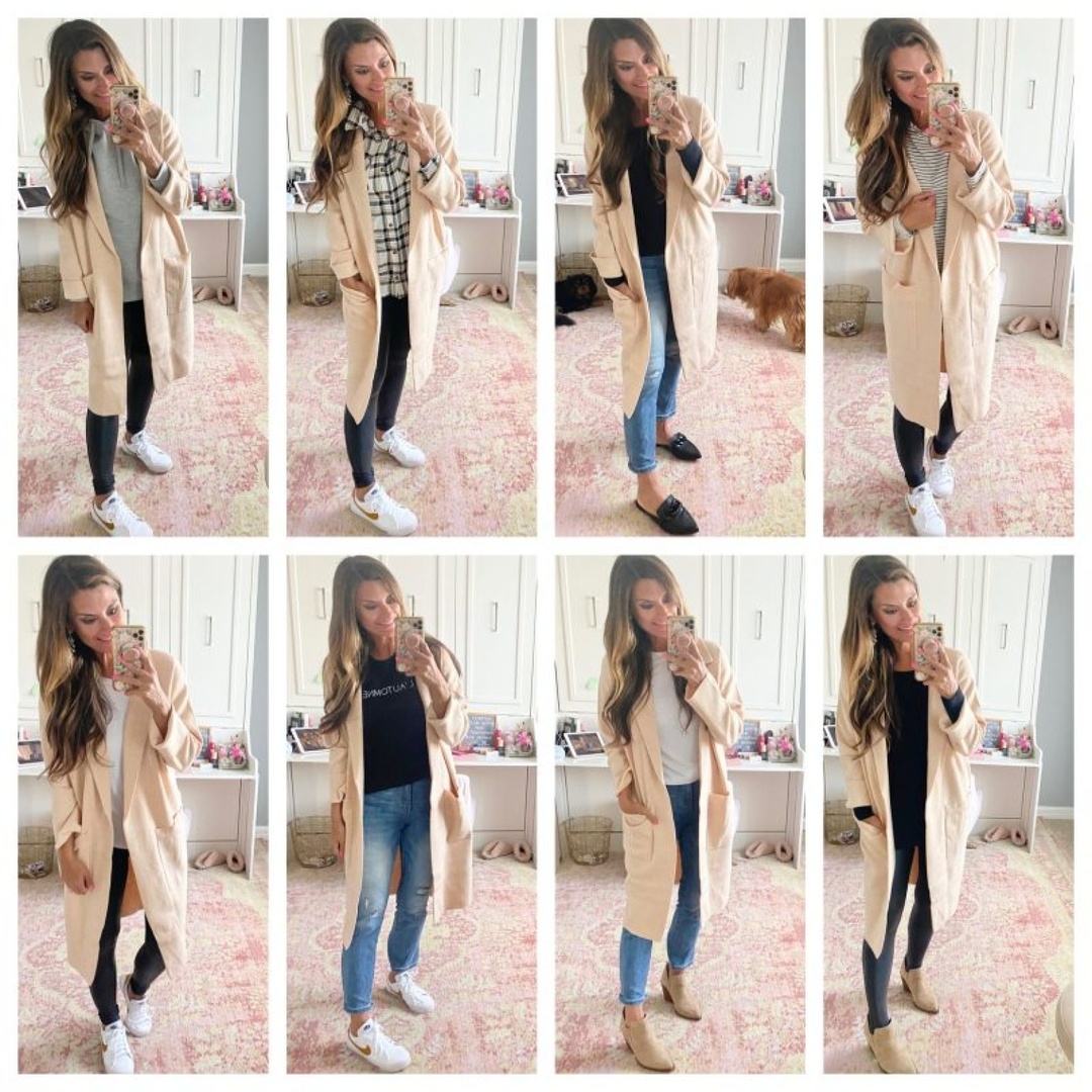 Look by Just Posted featuring Ella open-front long sweater-blazer