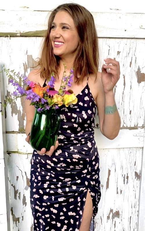 floral strappy midi dress