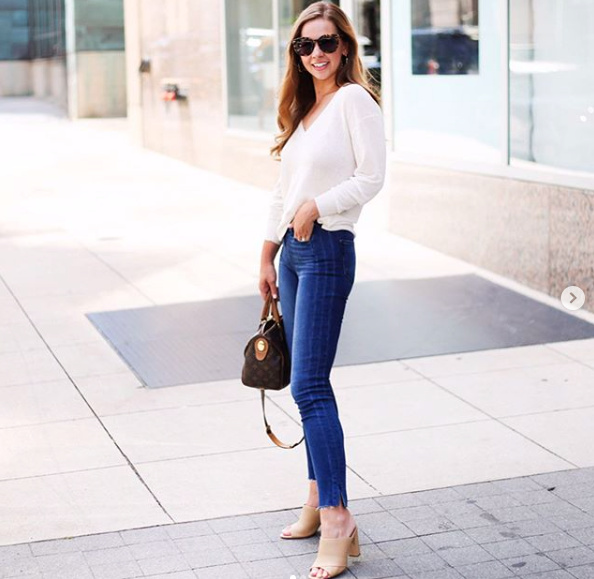 Fashion Look Featuring J.Crew V Neck Sweaters and Vince Sandals by