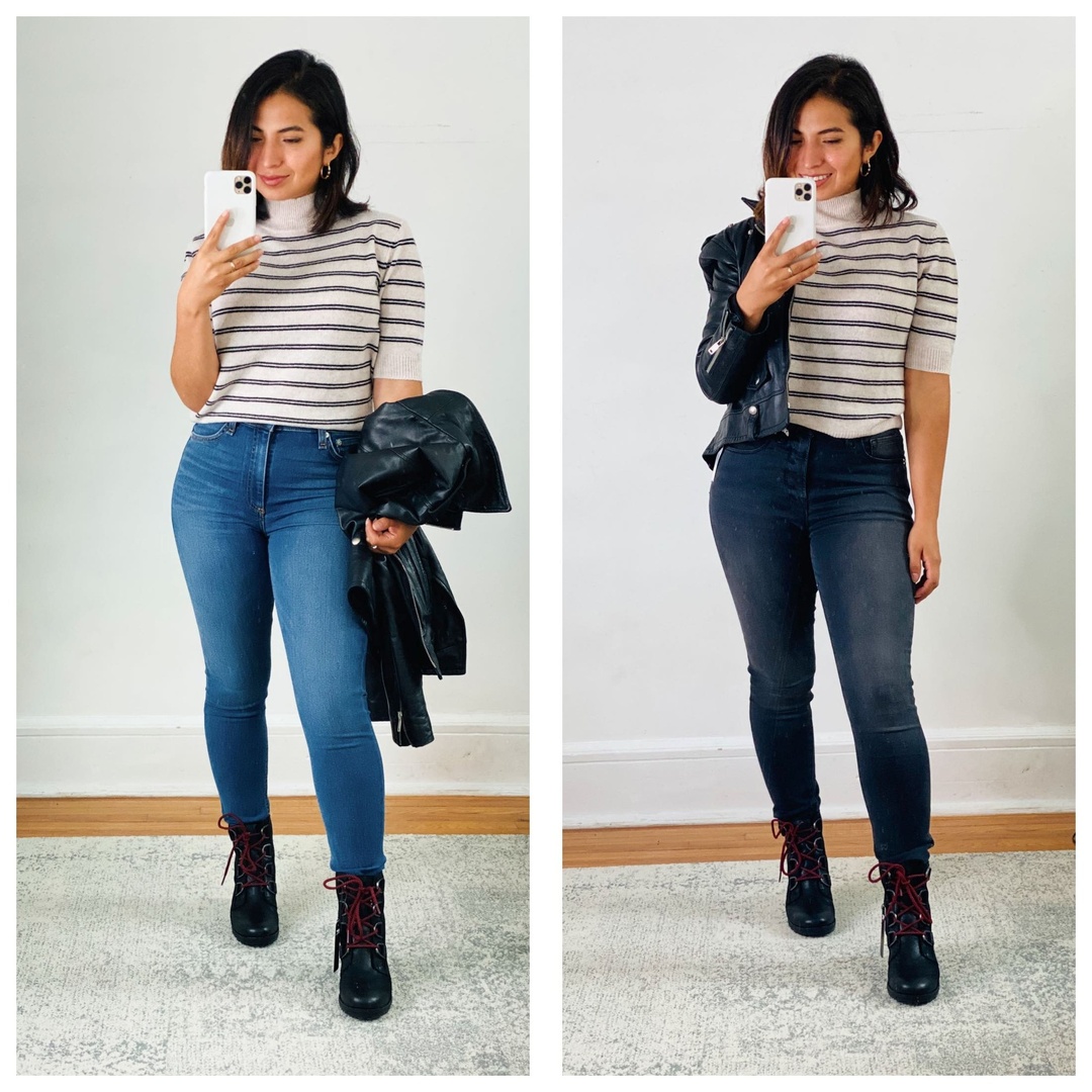 Look by The Mom Edit featuring Stripe Wool & Cashmere Crop Sweater
