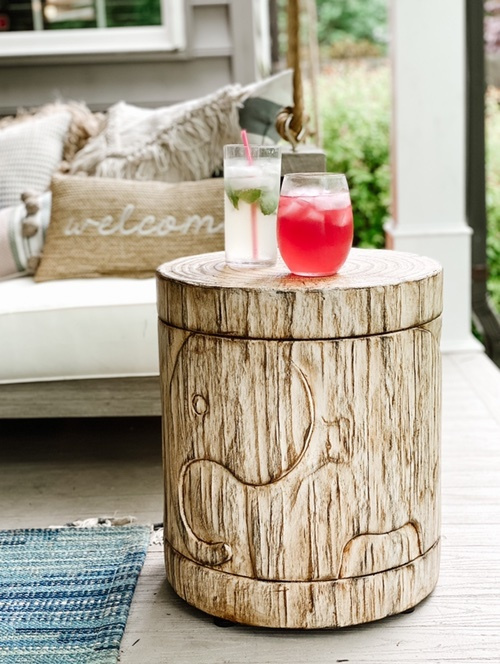 faux wood patio accent table