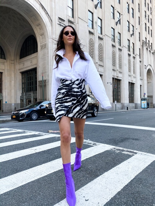 Look by Lindsi Lane featuring Redemption - Asymmetric Metallic Cotton-blend Jacquard Mini Skirt - Zebra print