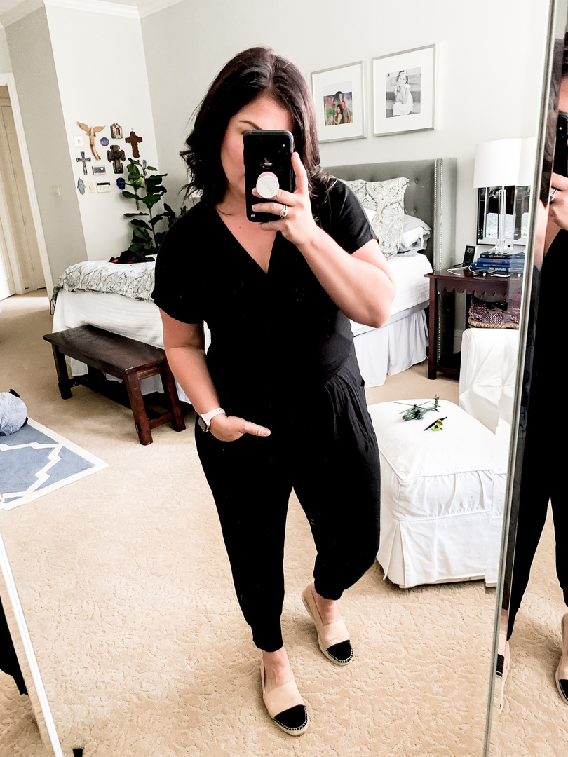 loveappella short sleeve wrap top jumpsuit