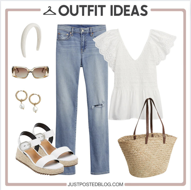 Look by Just Posted featuring Mid Rise Girlfriend Jeans with Washwell