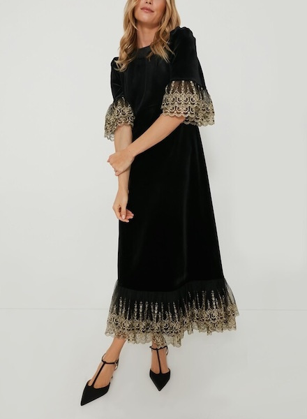 Pomander Place Black Velvet Lillith Dress