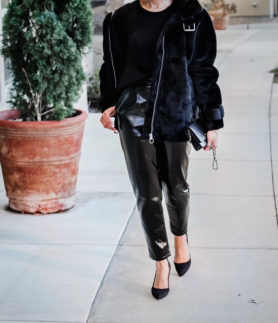 Miss Selfridge vinyl faux leather legging in black, ASOS