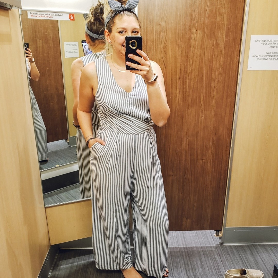 a new day striped jumpsuit