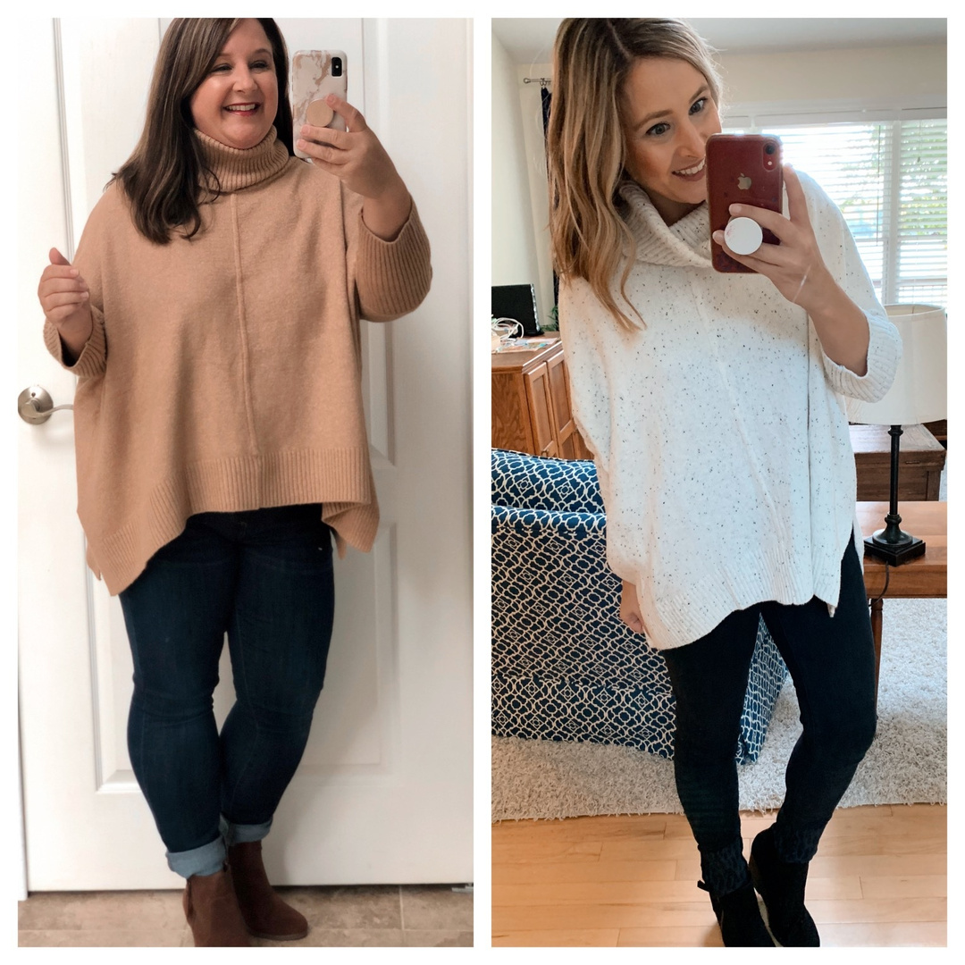 loft turtleneck poncho sweater