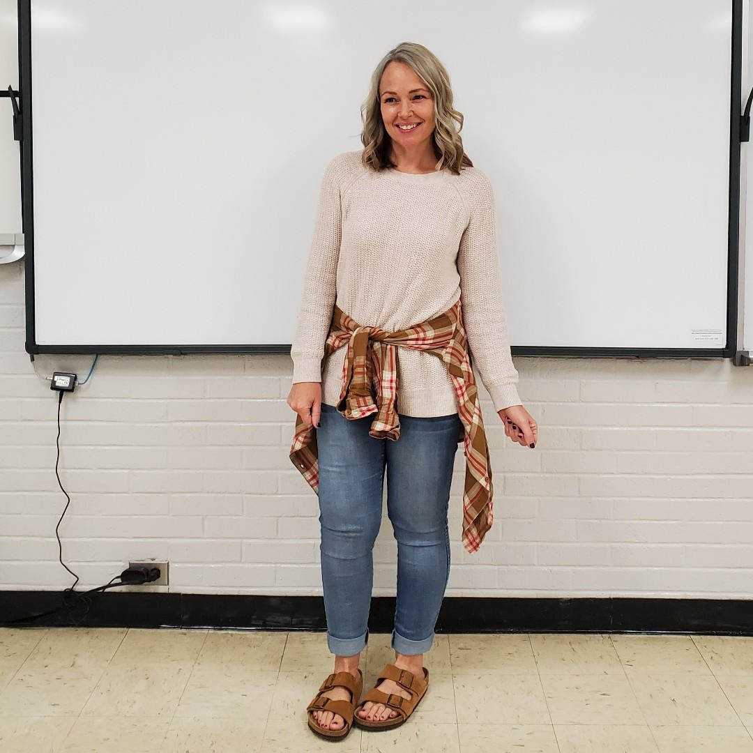 Look by everydayteacherstyle featuring Textured Crew-Neck Sweater for Women