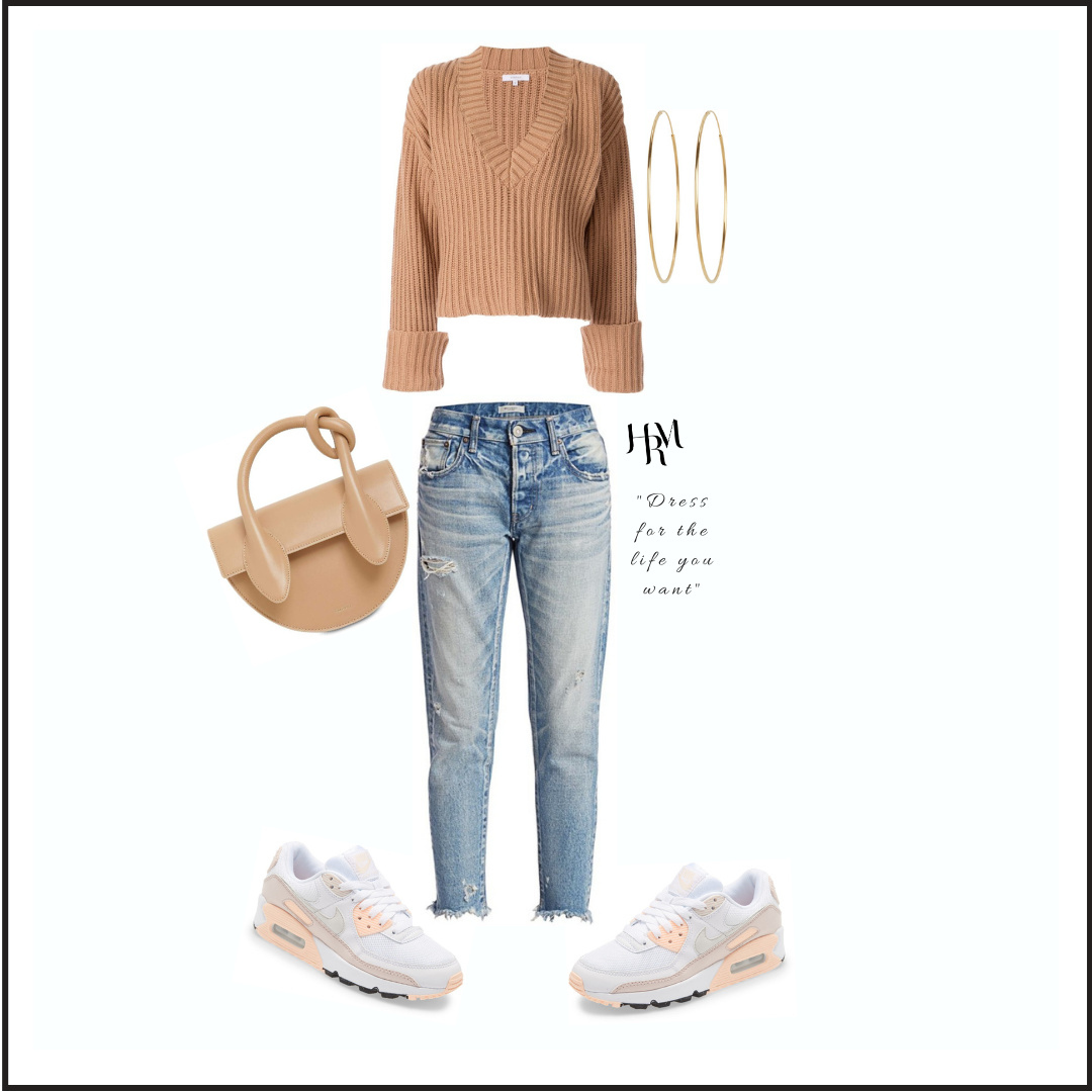 Fashion Look Featuring Venroy V-Neck Sweaters and Sole Society Shoulder ...