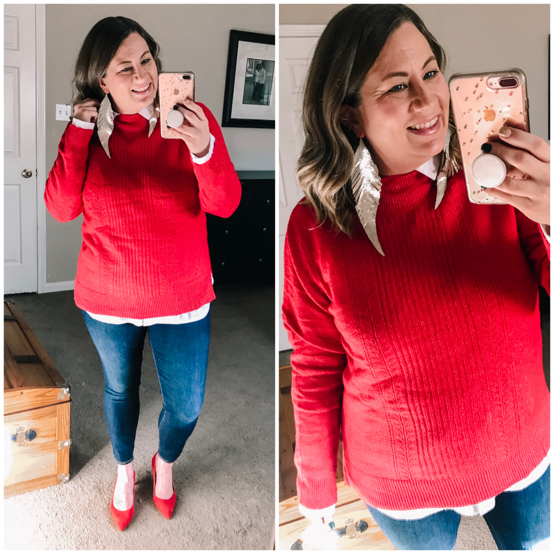 red sweater old navy