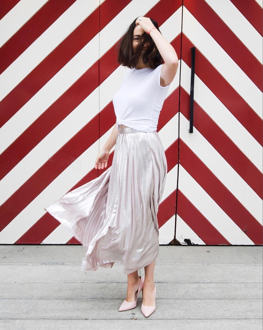 trouve metallic pleated skirt