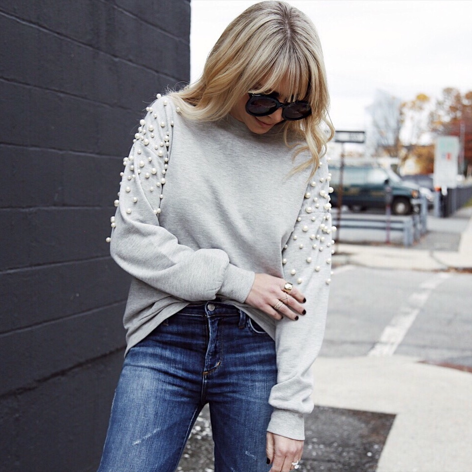 pearl embellished sweatshirt