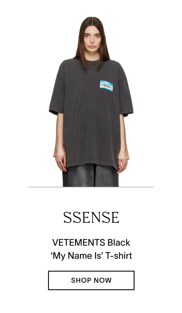 Shop Vetements Black ‘My Name Is’ T-shirt