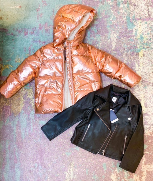 gap faux leather puffer