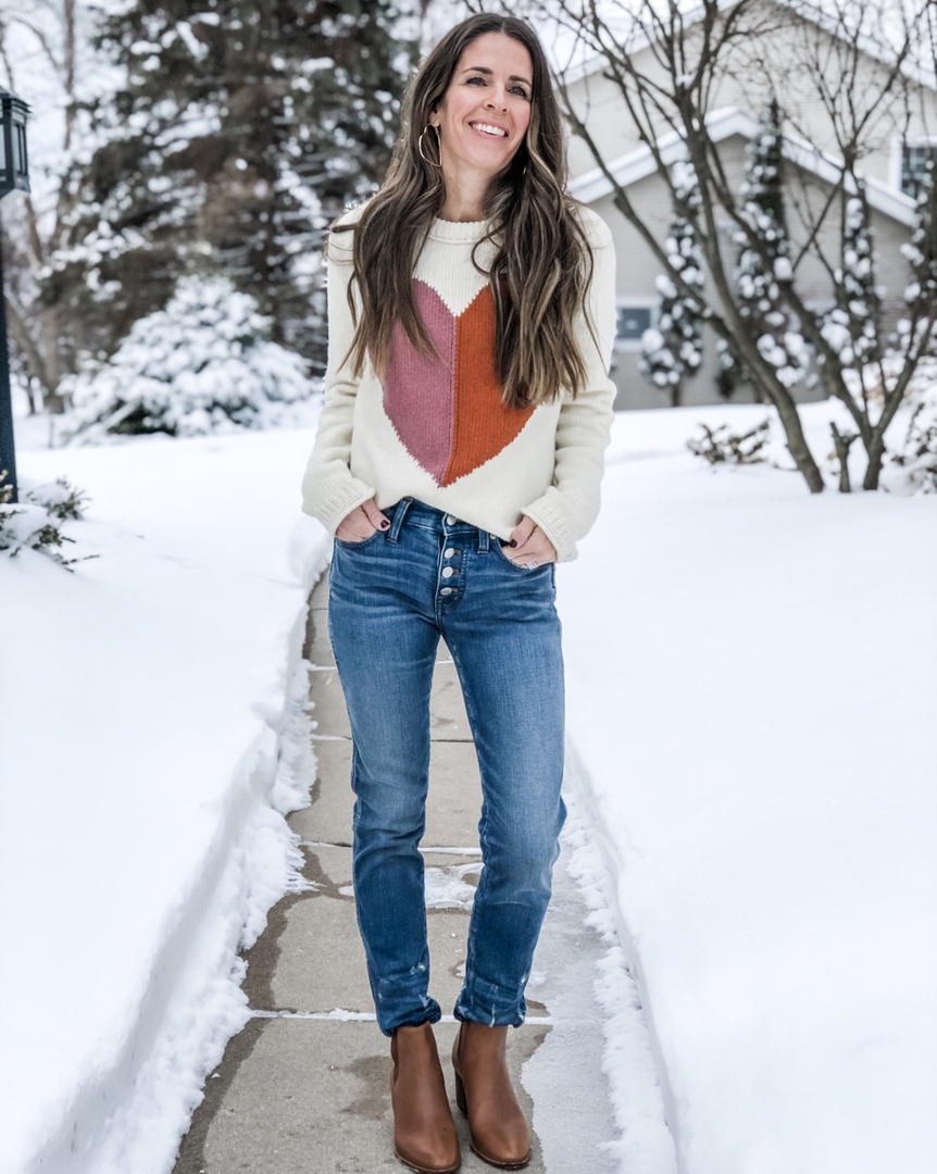 madewell heart sweater