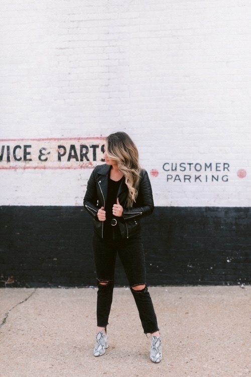 Look by Caitlin Thomas featuring Mona Leather Biker Jacket