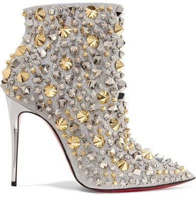 Look by afsanakarim featuring Christian Louboutin Women's Freddy Spikes Donna Leather Oxfords - Black, Silver