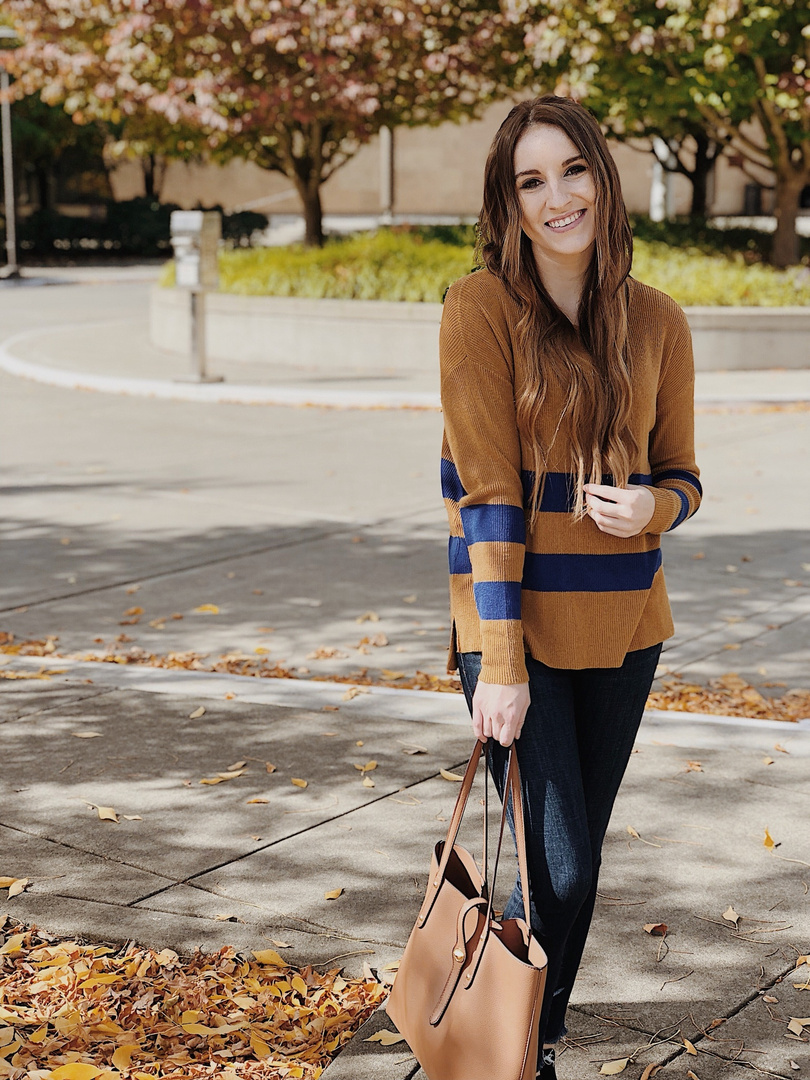 Look by Kelsie Mosebar featuring BP. Rugby Stripe Sweater