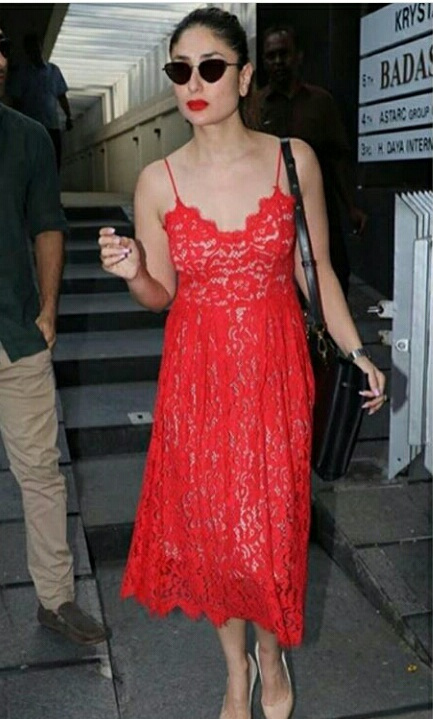 h and m red lace dress