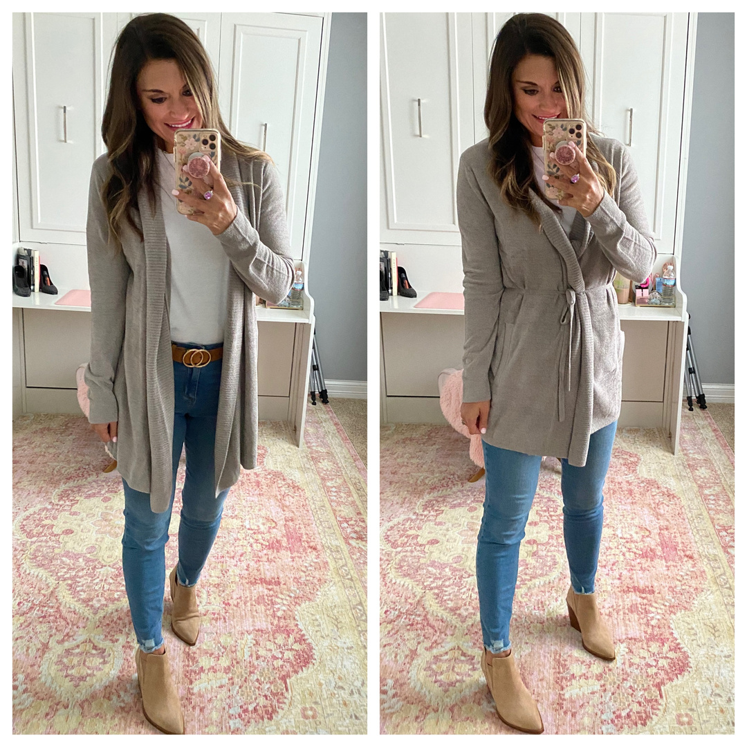 Fashion Look Featuring Barefoot Dreams Cardigans and Vince Camuto Boots ...