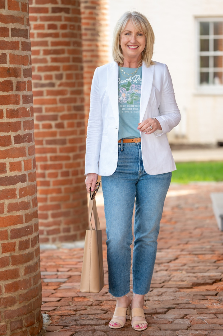 Look by Dressed For My Day featuring Linen-cotton Holland blazer
