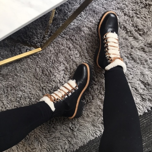 izzie shearling lace up boot