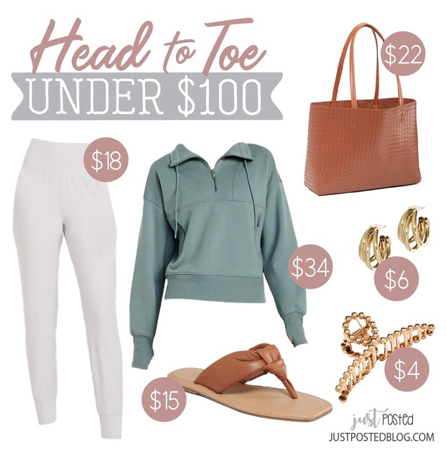 s Head to Toe Under $100 look is so cute and comfy! The joggers are on sale for only $18 today and available in a few colors!