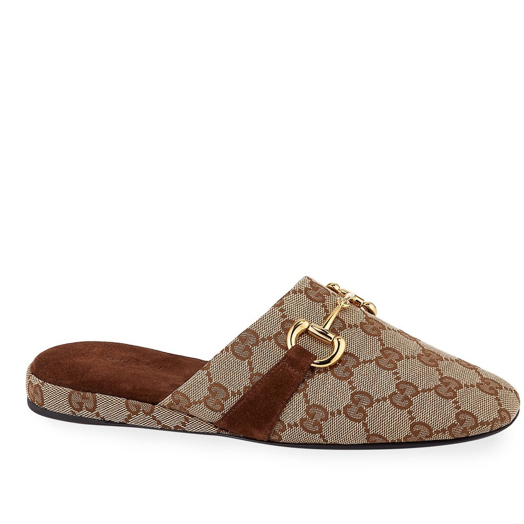 Look by Jennifer sattler featuring Gucci Pericle GG Canvas Horsebit Mules