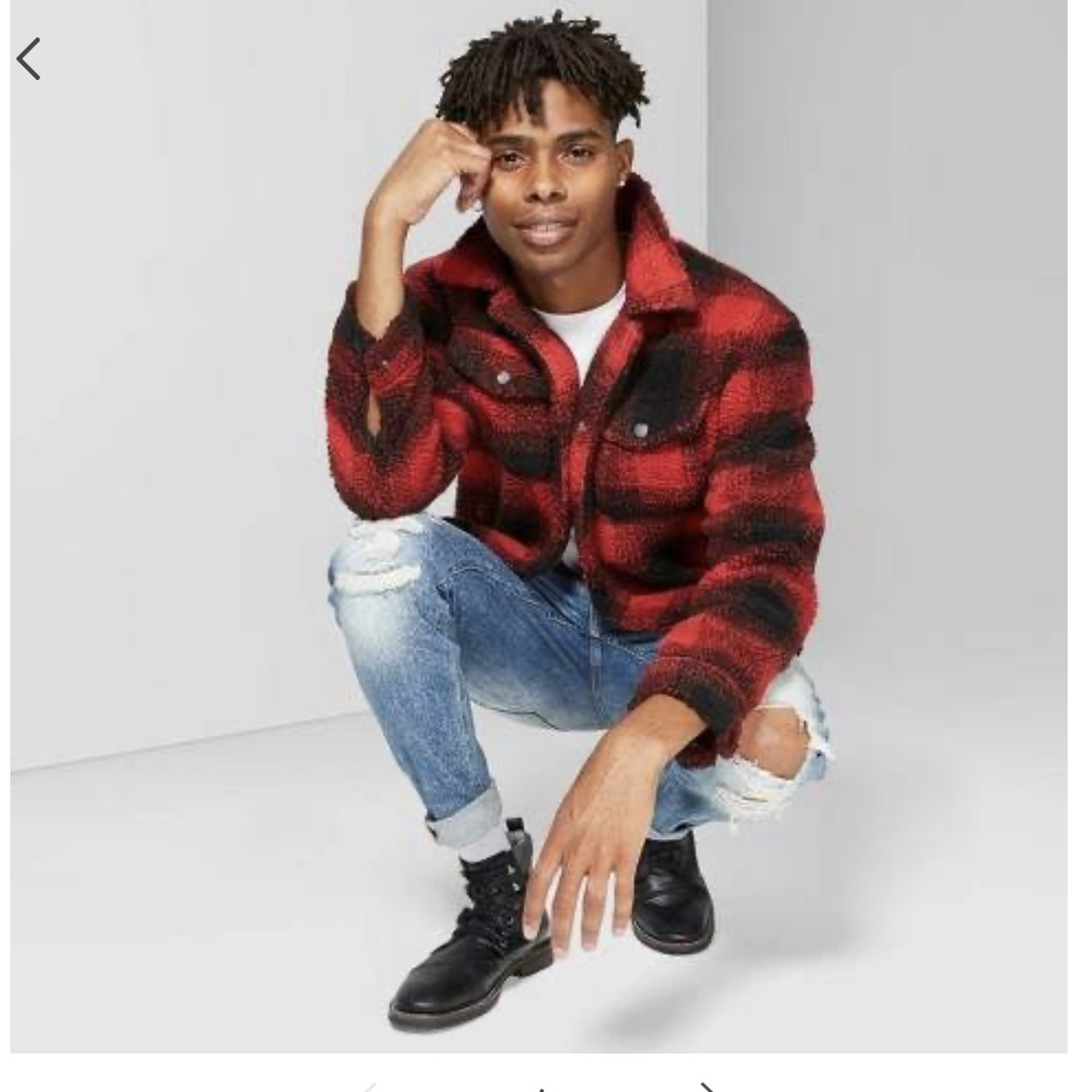 Look by Jennifer sattler featuring Original Use Men's Plaid Shepra Trucker Jacket - Original UseTM Majesty Red