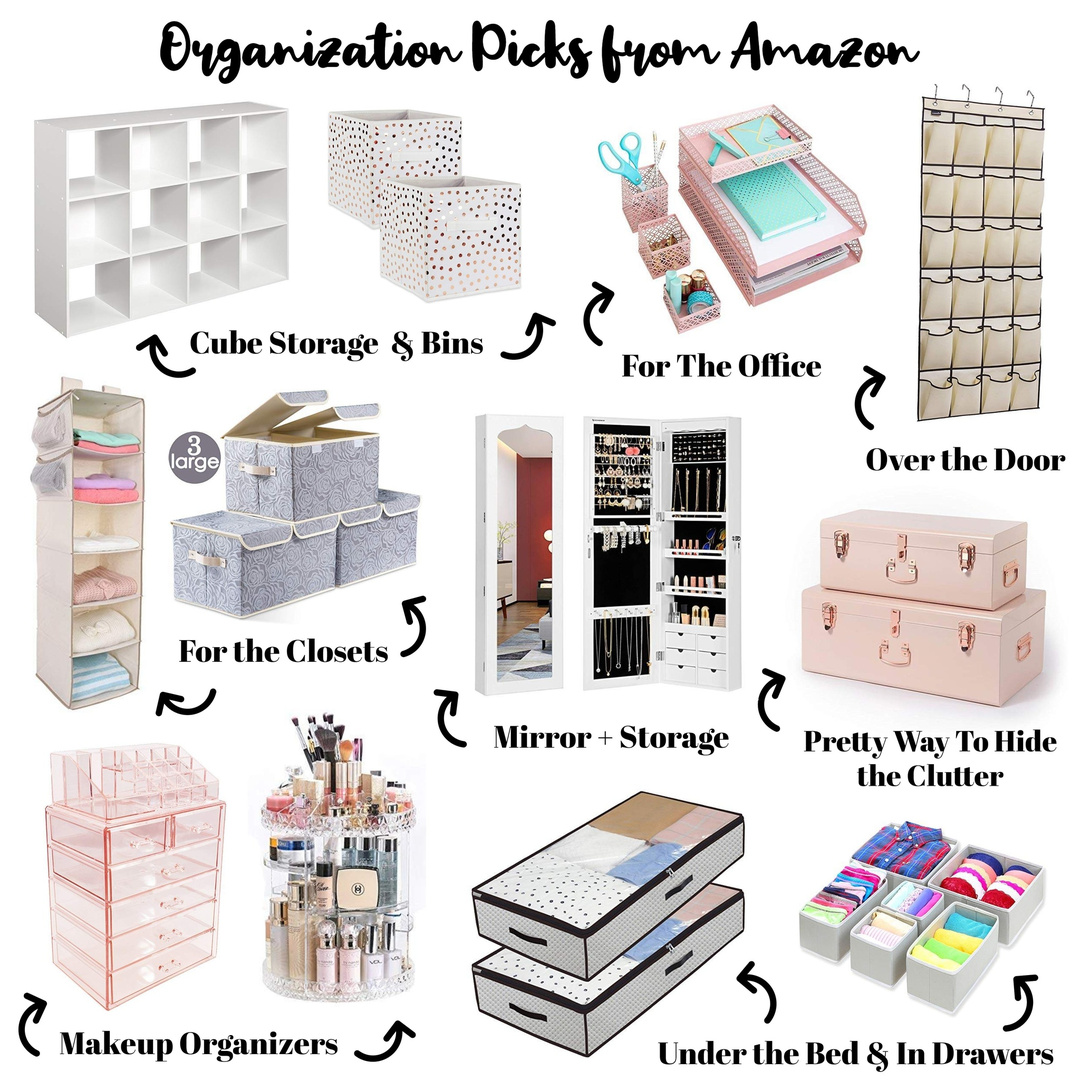 Office Supplies Pink Desk Accessories for Women-6 Piece Interlocking Desk  Organizer Set- Pen Cup, 3 Assorted Accessory T