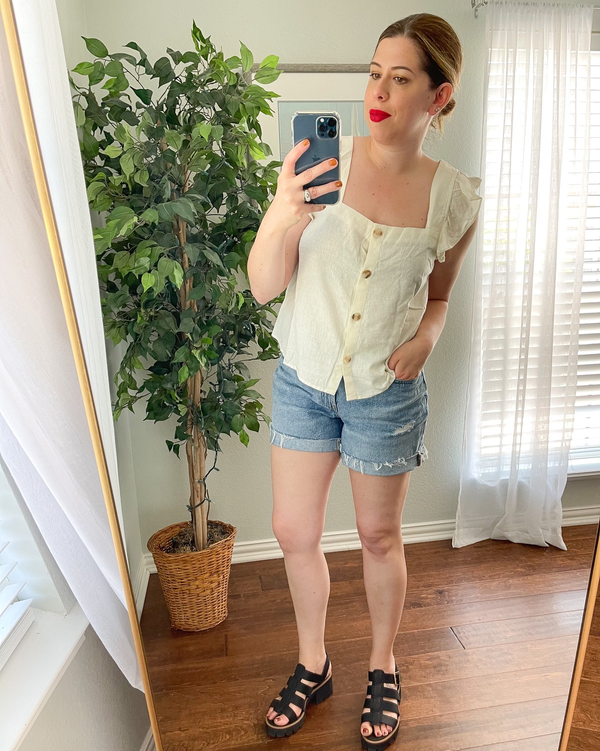 madewell ruffle strap cami top