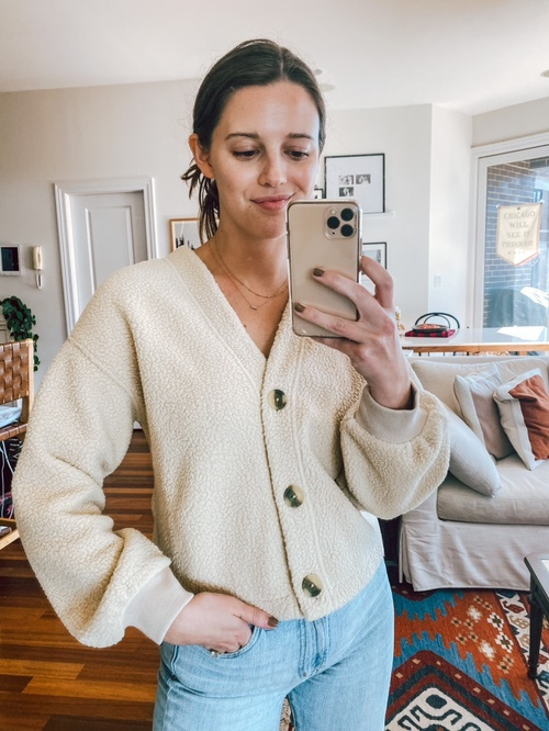 fleece crop cardigan