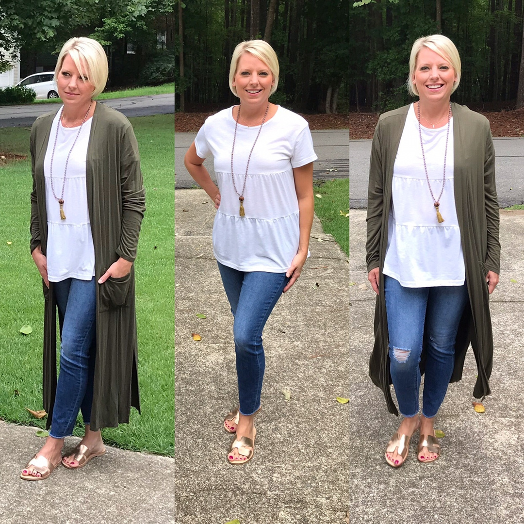 Look by Right Up My Alley featuring BIADANI Women Classic Long Sleeve Soft Drape Split Hem Light Weight Maxi Cardigan