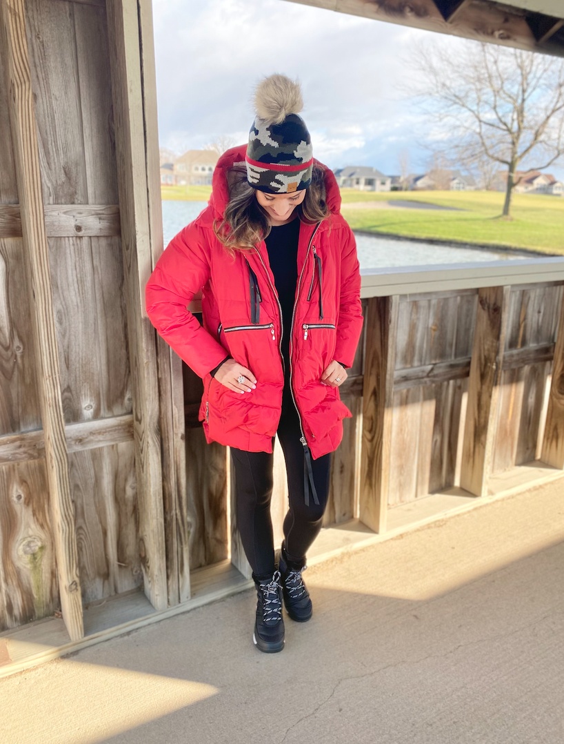 Look by Just Posted featuring Panache Camo Red Trim Pom Pom Hat