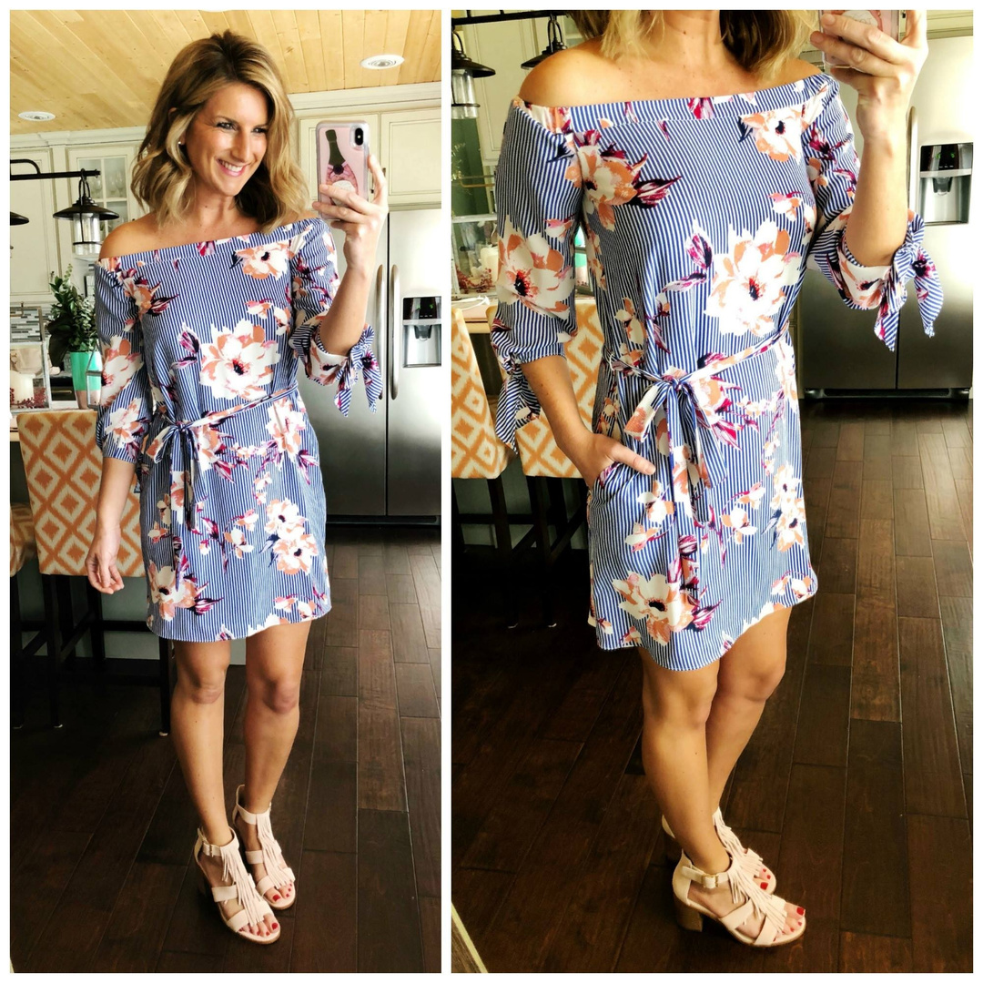 charles henry off the shoulder shift dress
