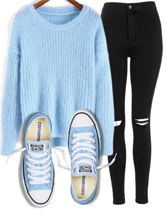 Fashion Look Featuring Bella Freud Cashmere Sweaters and Converse ...