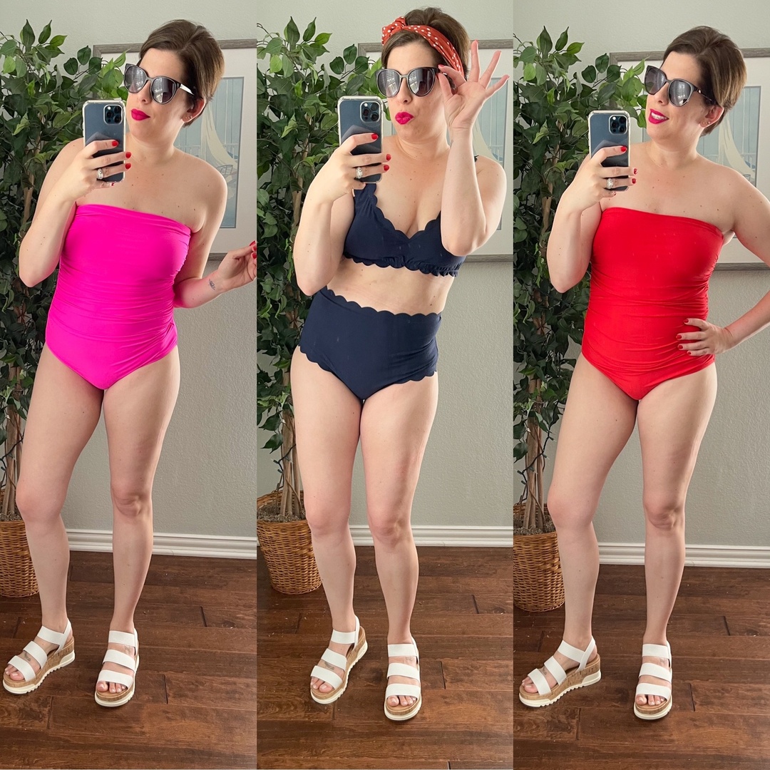 Fashion Look Featuring J.Crew One Piece Swimsuits and J.Crew Two