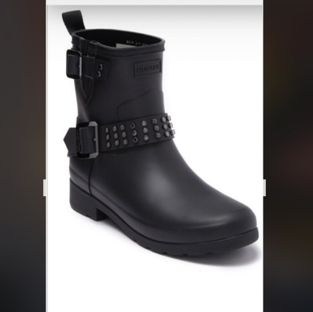 hunter refined stud waterproof biker boot