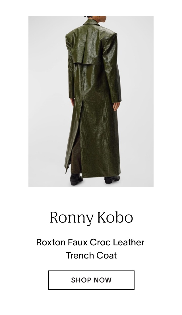 Shop Ronny Kobo Roxton Faux Croc Leather Trench Coat at Neiman Marcus