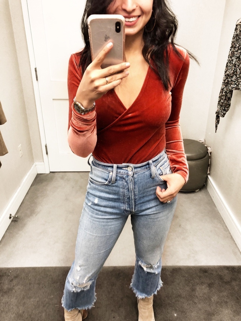 madewell velvet bodysuit