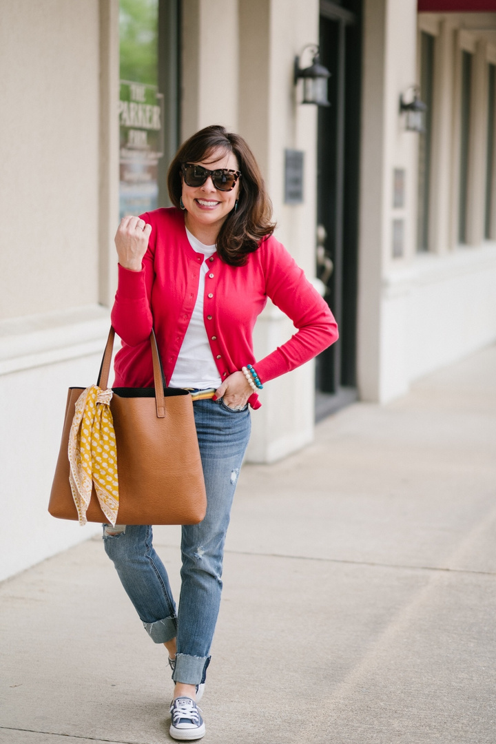 Fashion Look Featuring Boden Cardigans and KUT from the Kloth Cropped ...