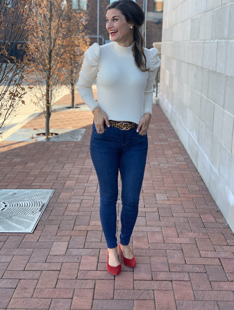 nine west puff sleeve sweater