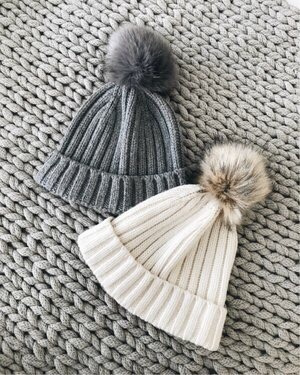 halogen cable cashmere pom beanie