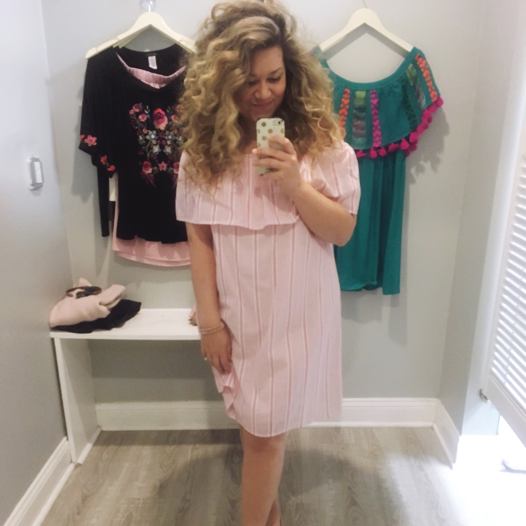 charles henry off the shoulder shift dress