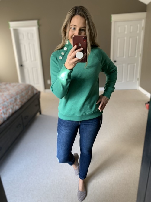 j crew button collar pullover sweatshirt