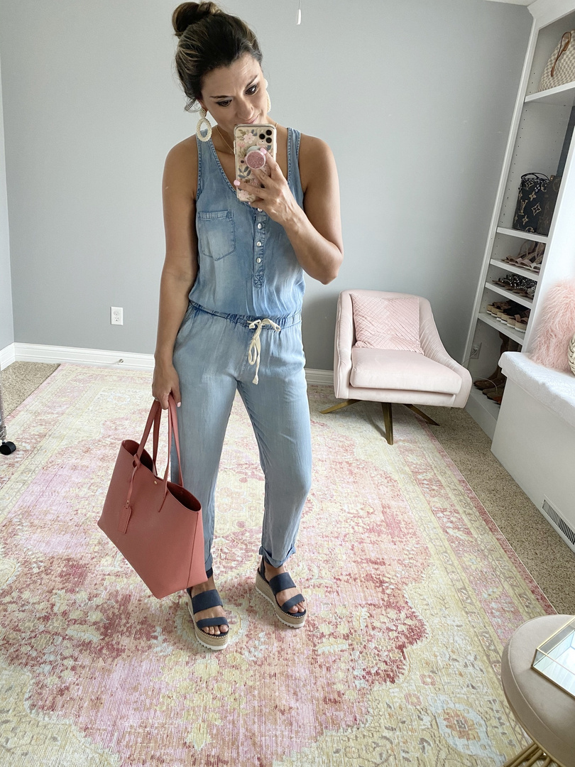 bb dakota chambray jumpsuit