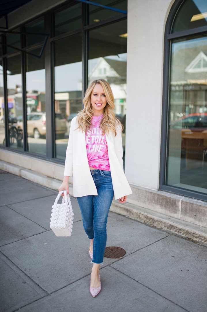 The tie-dye trend is big for 2019. To make this look more chic and polished, try adding a sweater blazer and beaded bag. You get an instant chic look! #thefashionhousemom #ShopStyle #MyShopStyle #LooksChallenge #ContributingEditor #Lifestyle #TrendToWatch #Petite #springlook #spring #springstyle #springoutfit #style #fashion #tiedye #springtrend