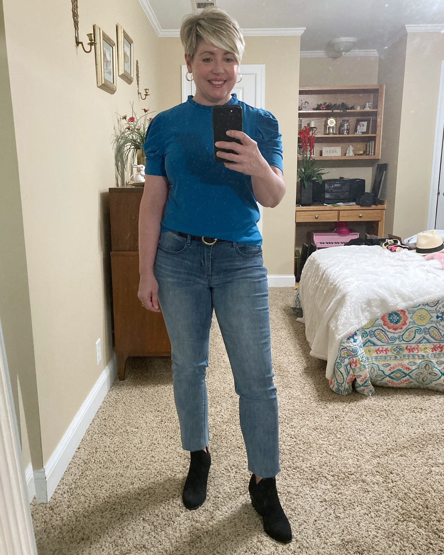 Look by Savvy Southern Chic featuring Ab-Solution Raw Hem Straight Leg Jeans