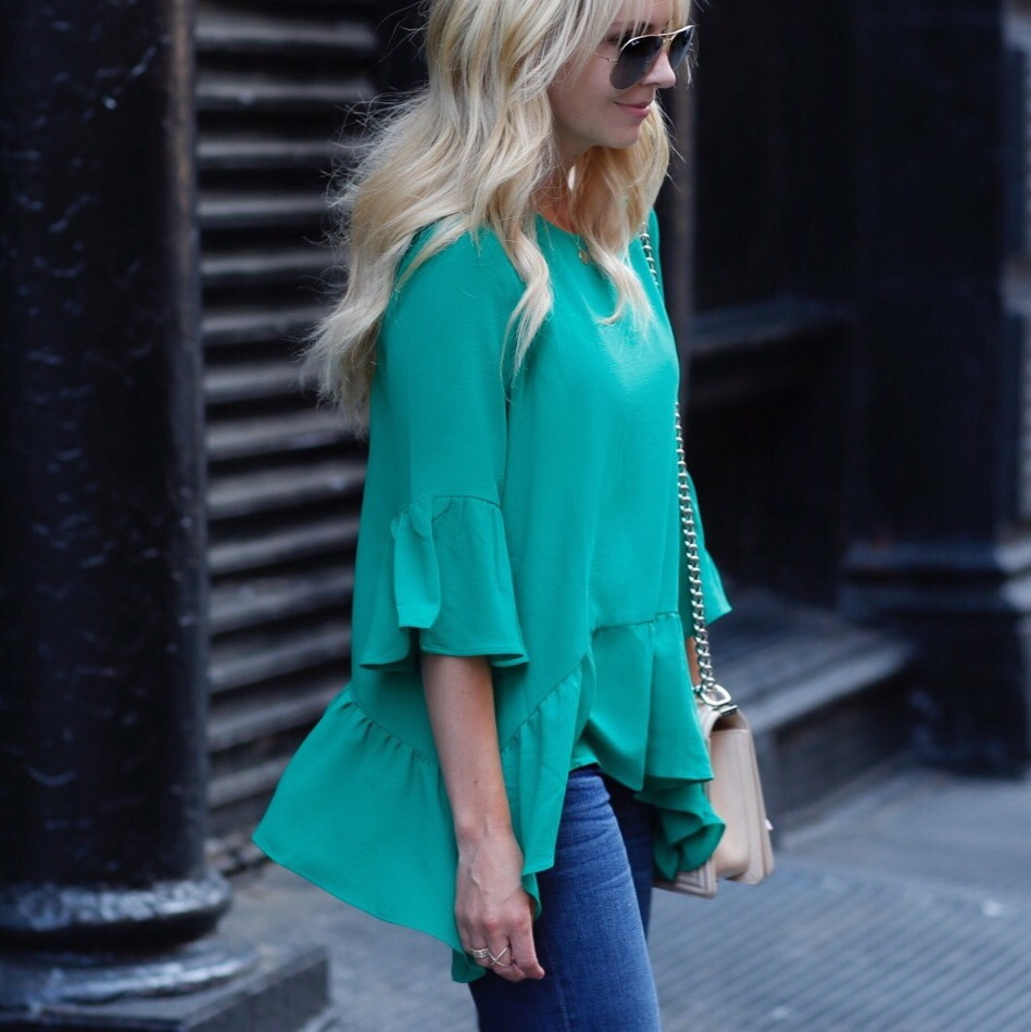 ruffled handkerchief hem top